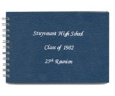 blue leatherette autograph book with white imprinting